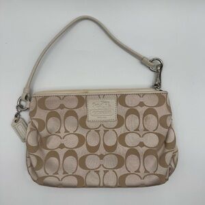 Coach Beige Signature Wristlet | Very Good Condition